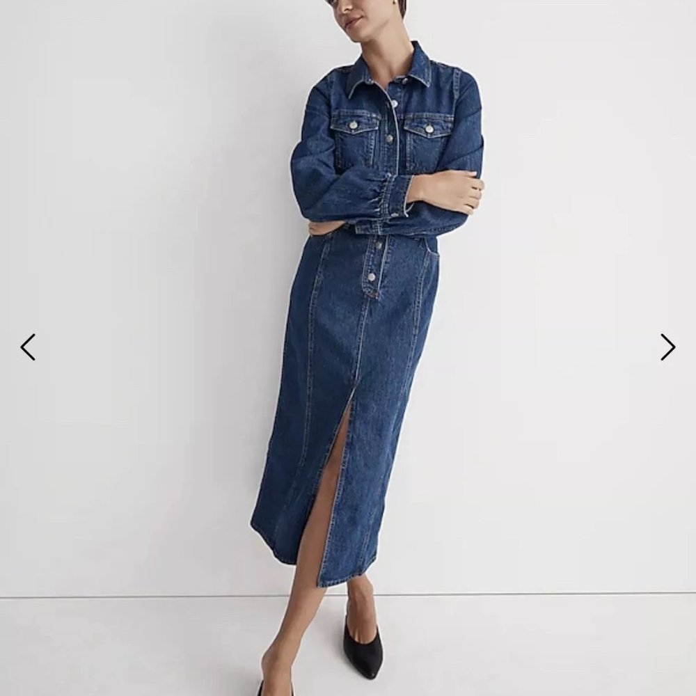 Madewell Dress Womens Denim Midi Shirtdress Sz14